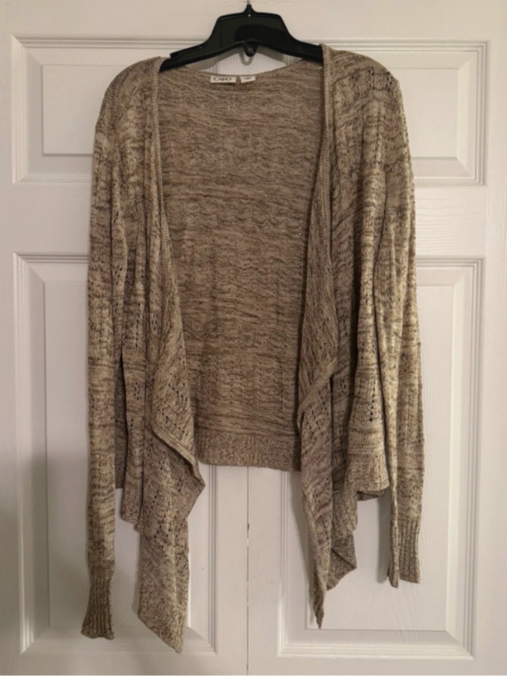 Cato Open-Front Draped Cardigan - Taupe Heather